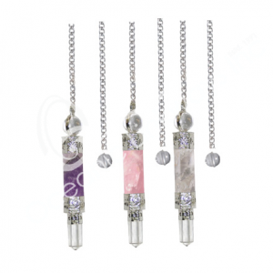 Mixed Stones Wand Pendulum with Plain Chain