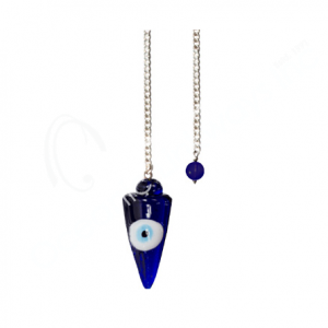 Evil Eye Glass Teardrop Pendulum with Plain Chain