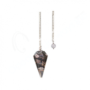 Black Tourmaline in Orgone Hexagonal Pendulum with Plain Chain