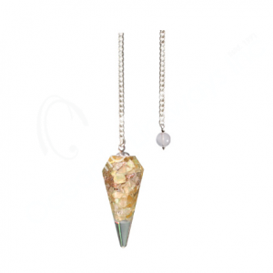 Hexagonal Orgone Citrine Pendulum with Plain Chain