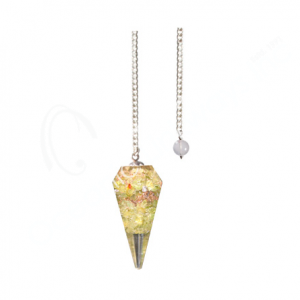 Peridot in Orgone Hexagonal Pendulum with Plain Chain