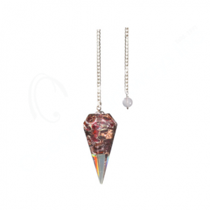 Garnet in Orgone Hexagonal Pendulum with Plain Chain