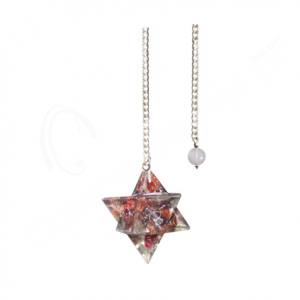 Garnet in Orgone Merkaba Pendulum with Plain Chain