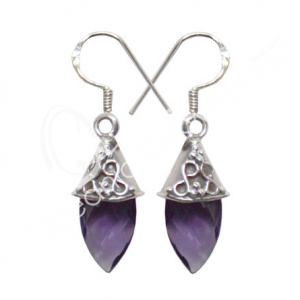 Amethyst Faceted Drop Sterling Silver Earrings