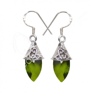 Peridot Faceted Drop Sterling Silver Earrings
