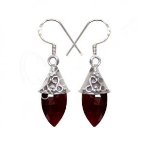 Garnet Faceted Drop Sterling Silver Earrings
