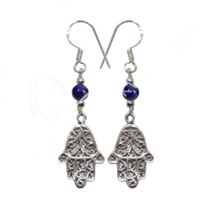 Silver Earrings Lapis Ħand of Fatima