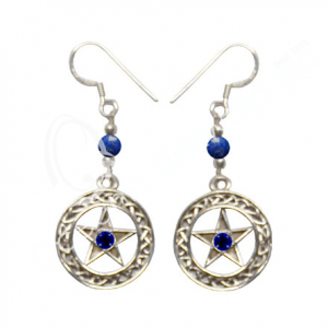 Lapis Lazuli Pentacle Sterling Silver Earrings
