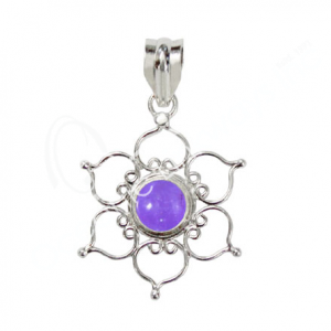 Amethyst Lotus Flower Sterling Silver Pendant