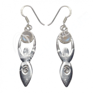 Rainbow Moonstone Goddess Sterling Silver Earrings