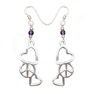 Amethyst Peace & Love Sterling Silver Earrings