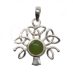 Prehnite Triquetra Tree of Life Sterling Silver Pendant