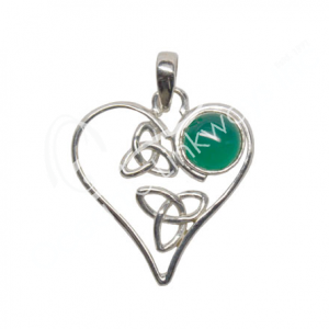 Green Heart with celtic knots Sterling Silver Pendant
