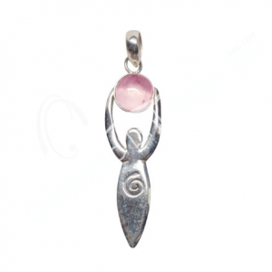 Rose Quartz Goddess Sterling Silver Pendant