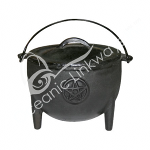 Iron Cast Cauldron with Pentacle Design