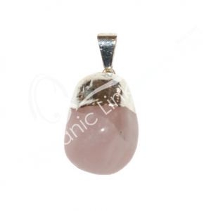 Rose Quartz Tumbled Stone Pendant with Cap