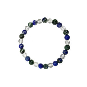 Crystal Quartz, Lapis Lazuli and Chrysocolla Bracelet (6-6.5 mm)