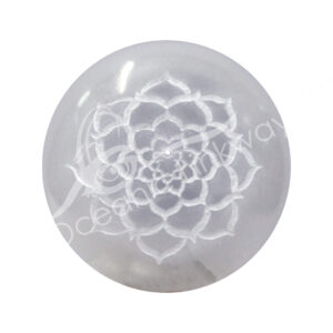 Selenite Engraved Lotus Sphere