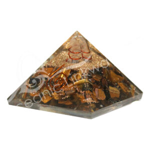 Tiger Eye in Orgone with Crystal Point and Copper Spiral Pyramid