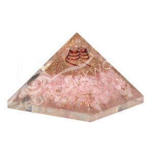 Rose Quartz in Orgone with Crystal Point & Copper Spiral Pyramid
