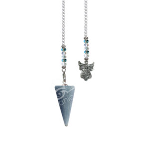 Hexagonal Angelite Pendulum with Beaded Chain & Angel Charm at the end