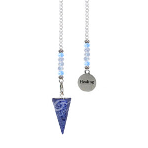 Dumortierite Hexagonal Pendulum with Beaded Chain & a Healing Charm at the end.