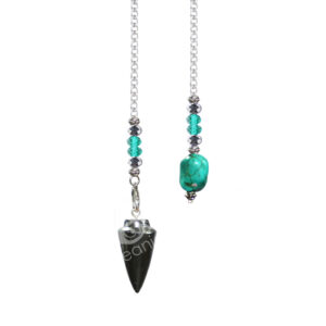 Turquoise Teardrop Pendulum with Beaded Chain & a Nugget at the end.