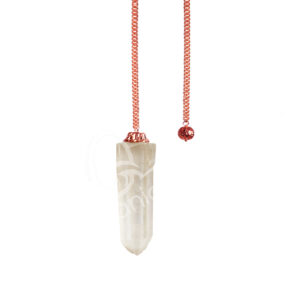 PENDULUM - NATURAL POINT CRYSTAL QUARTZ COPPER CHAIN 9"L