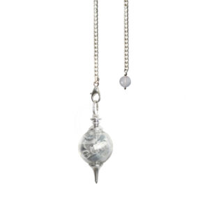 Angelite & Selenite Chips Stones Glass Ball Pendulum
