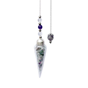 Fluorite Chips Stones Glass Teardrop Pendulum Beaded Chain