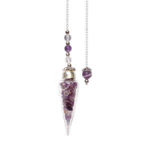 Amethyst Chips Stones Glass Teardrop Pendulum