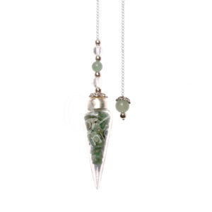Green Aventurine Chips Stones Glass Teardrop Pendulum