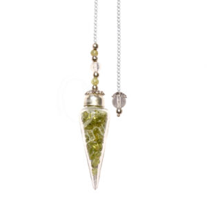 Peridot Chips Stones Glass Teardrop Pendulum