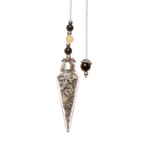 Pyrite Chips Stones Glass Teardrop Pendulum