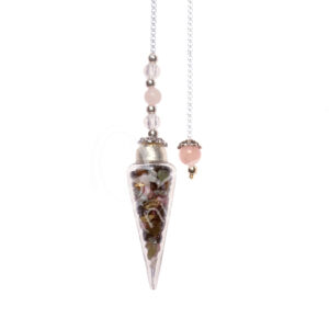 Rainbow Tourmaline Chips Stones Glass Teardrop Pendulum