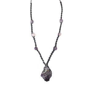 Amethyst in Beaded Net Cord Necklace (Healing)