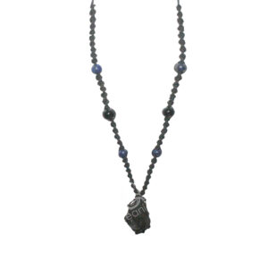 Black Tourmaline in Beaded Net Cord Necklace (Protection)