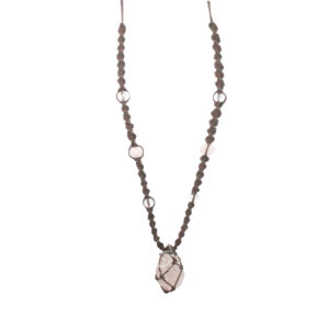 Rose Quartz in Beaded Net Cord Necklace (Universal Love)