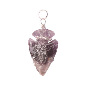 Natural Amethyst Arrowhead Wire Wrapped Pendant