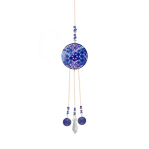 Flower of Life Wood Printed Hanging with Crystal AB Point