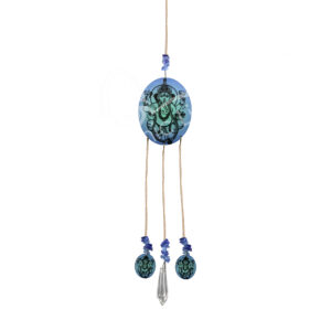 Wood Ganesha Printed Hanging with Crystal AB point