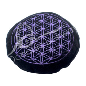 Black Velvet Cushion with Embroidery Flower of Life