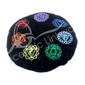 Black Velvet Cushion with Embroidery Chakra Symbols