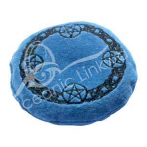 Blue Velvet Cushion with Embroidery Pentacle