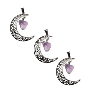 Moon with Hanging Amethyst Pendant (Pack of 3)