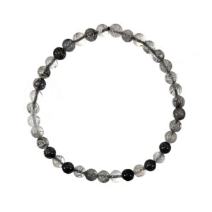 BRACELET - QUARTZ WITH BLACK TOURMALINE RUTILE (5-7 MM) 7.15-7.25"