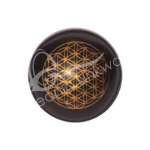 Black Tourmaline with Gold Flower of Life Sphere