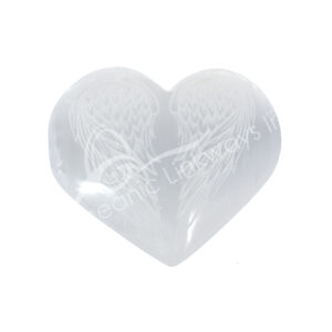 Engraved Angel Wings Selenite Heart