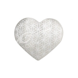 Engraved Flower of Life Selenite Heart