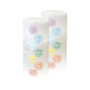 Selenite Engraved Chakra Meditation Charger Cylinder (Pack of 2)